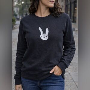 Bad Bunny Embroidered Bunny Head Crewneck Sweatshirt Black Medium Gildan